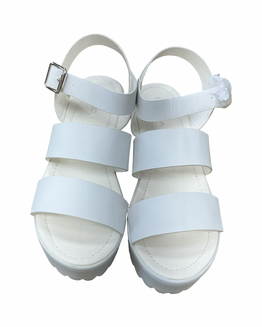 Sandals Heels Block By Top Moda In White, Size:8