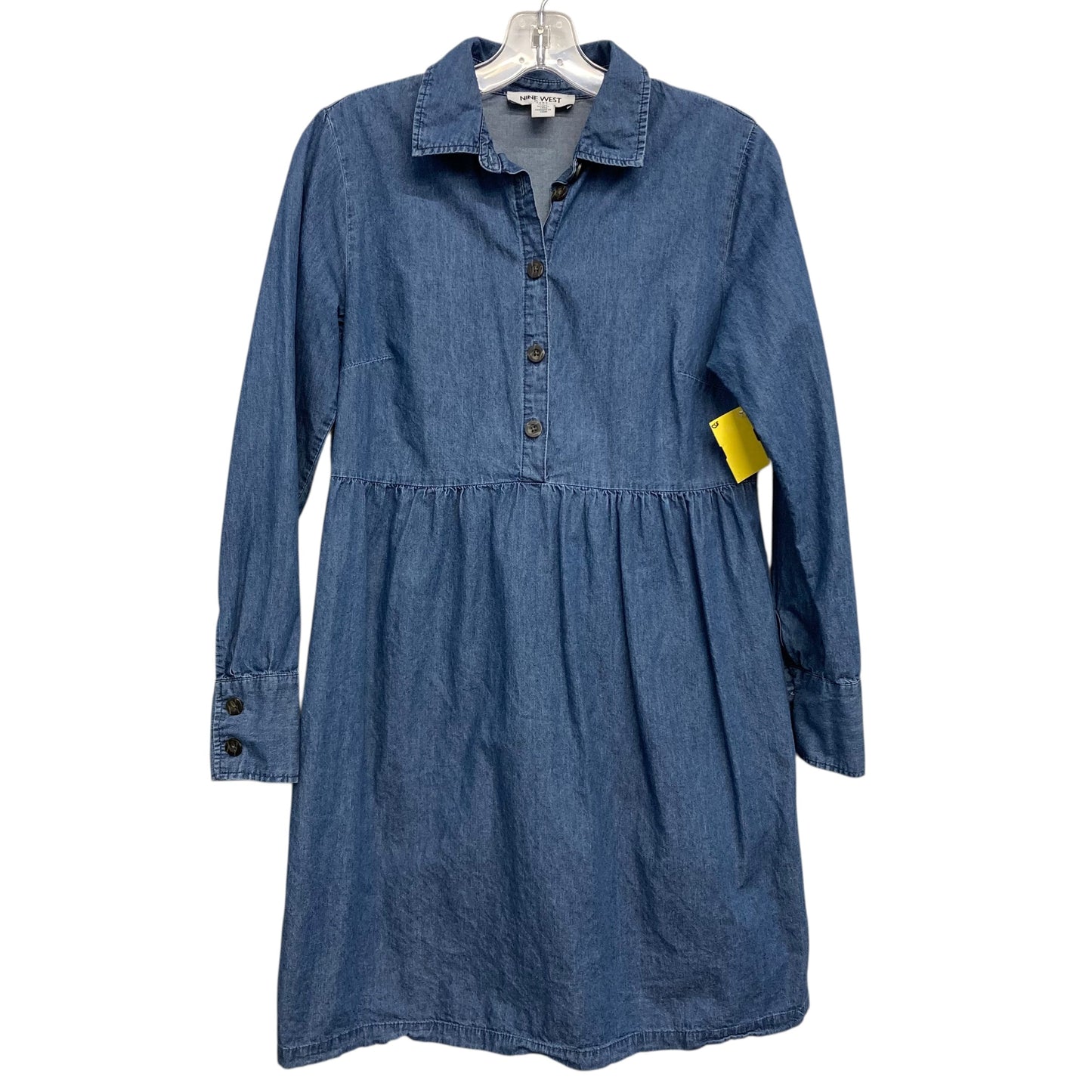 Dress Casual Midi By Nine West In Blue Denim, Size:Xs