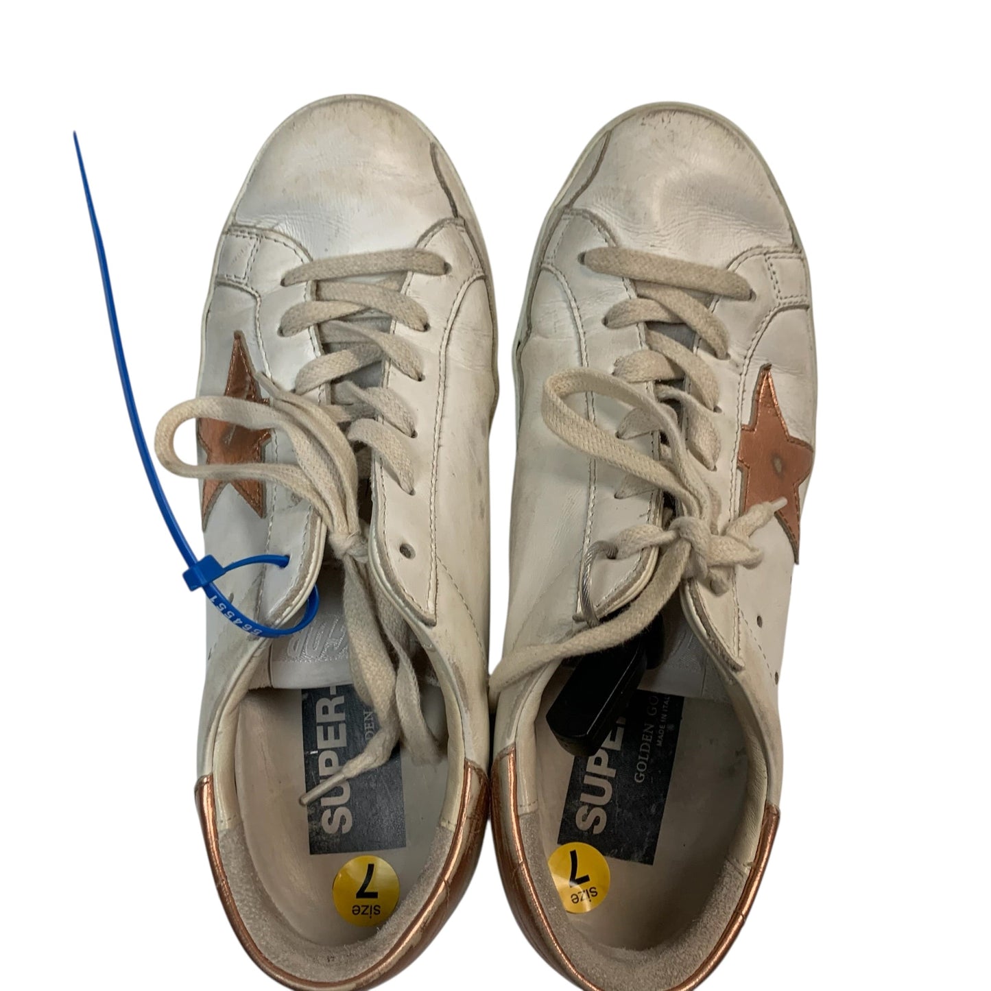 Shoes Luxury Designer By Golden Goose In Pink & White, Size: 7