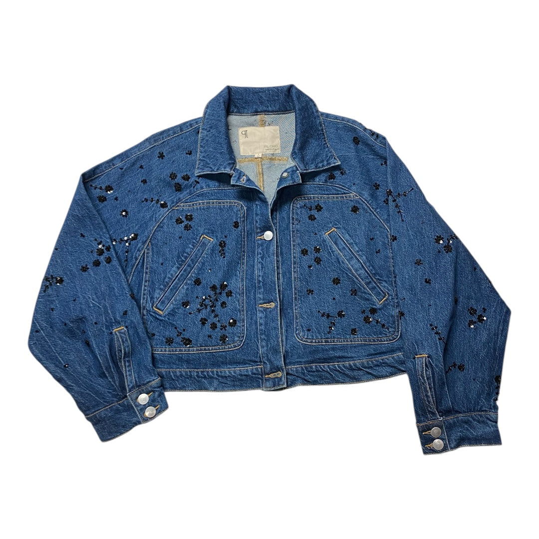 Jacket Denim By Pilcro In Black & Blue, Size:S