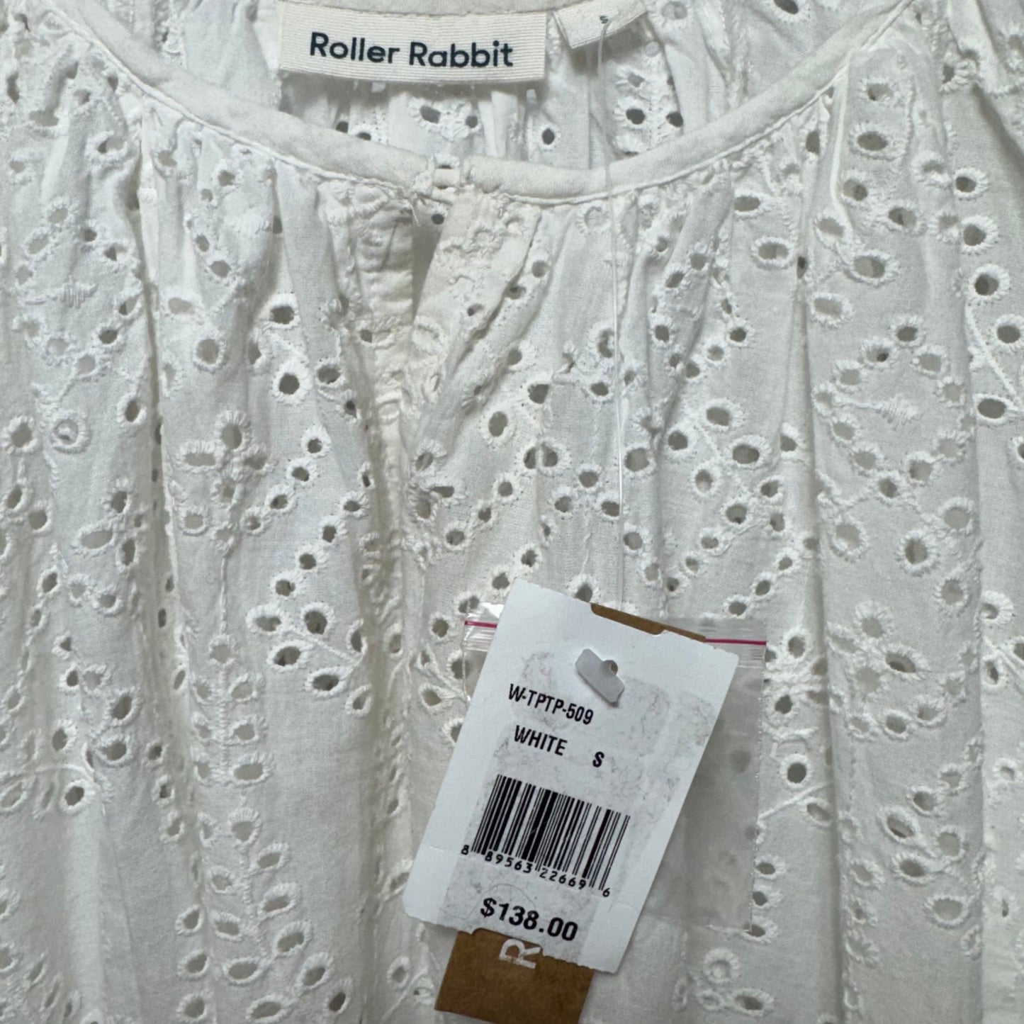 Cotton Eyelet Top Long Sleeve By Roller Rabbit In White, Size: S