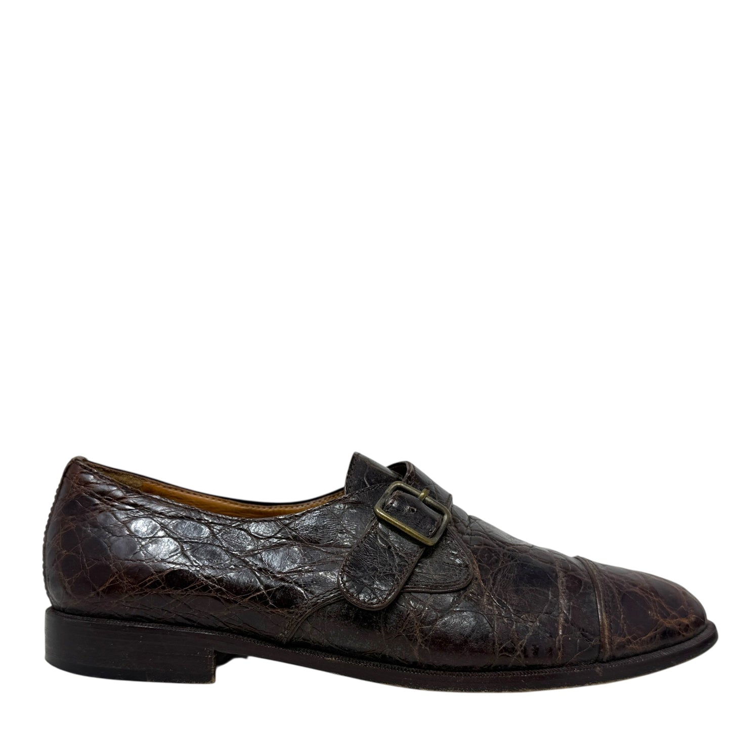 Vintage Alligator Monk-Strap Oxfords By Polo Ralph Lauren In Brown, Size: 8