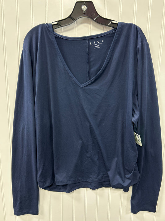 Athletic Top Ls Collar By Livi Active In Navy, Size:3X
