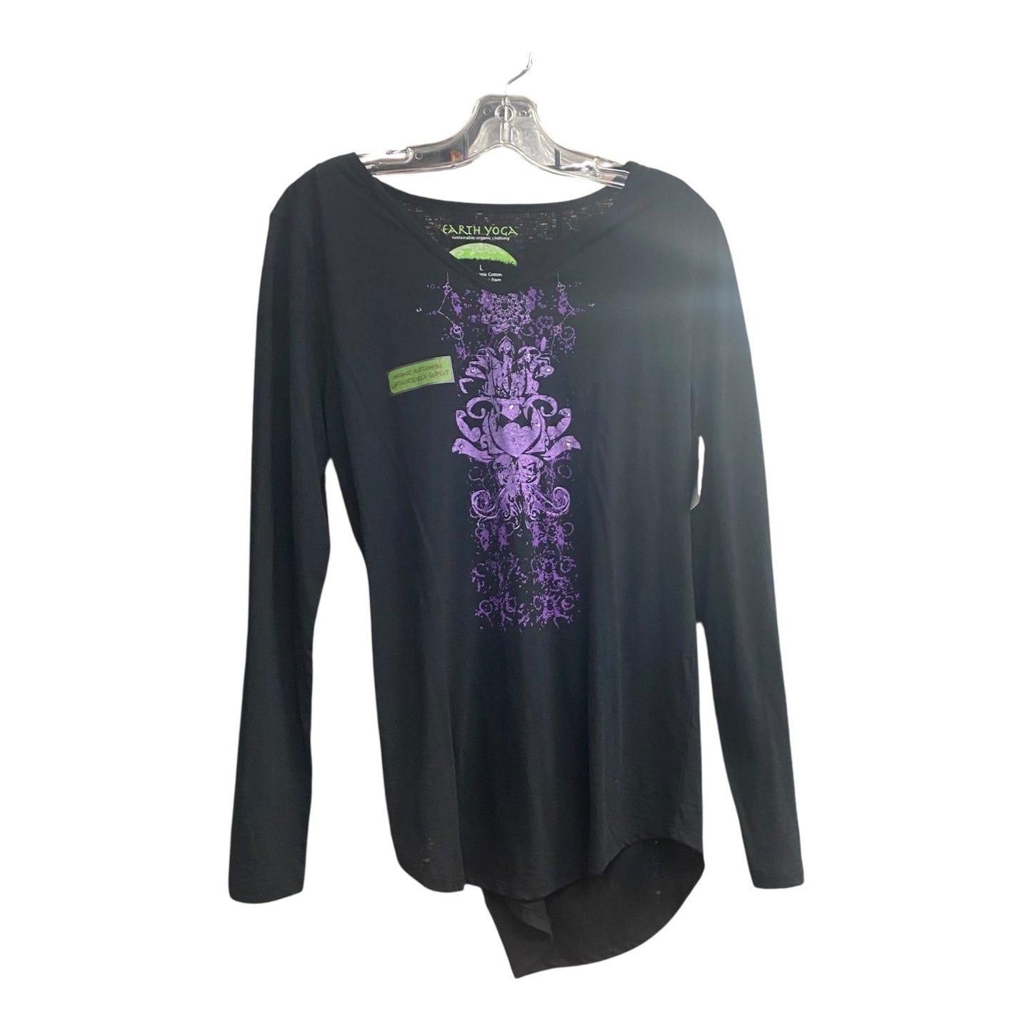 Athletic Top Ls Crewneck By Earth Yoga In Black, Size:L