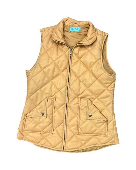 Vest Puffer & Quilted By Filly Flair In Gold, Size:M