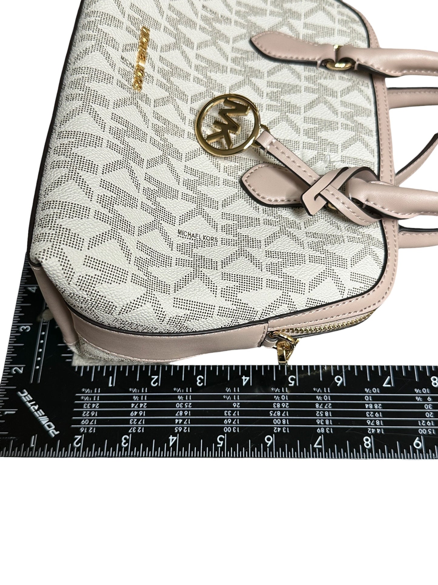 Handbag Designer By Michael Kors In Cream & Pink, Size:Medium