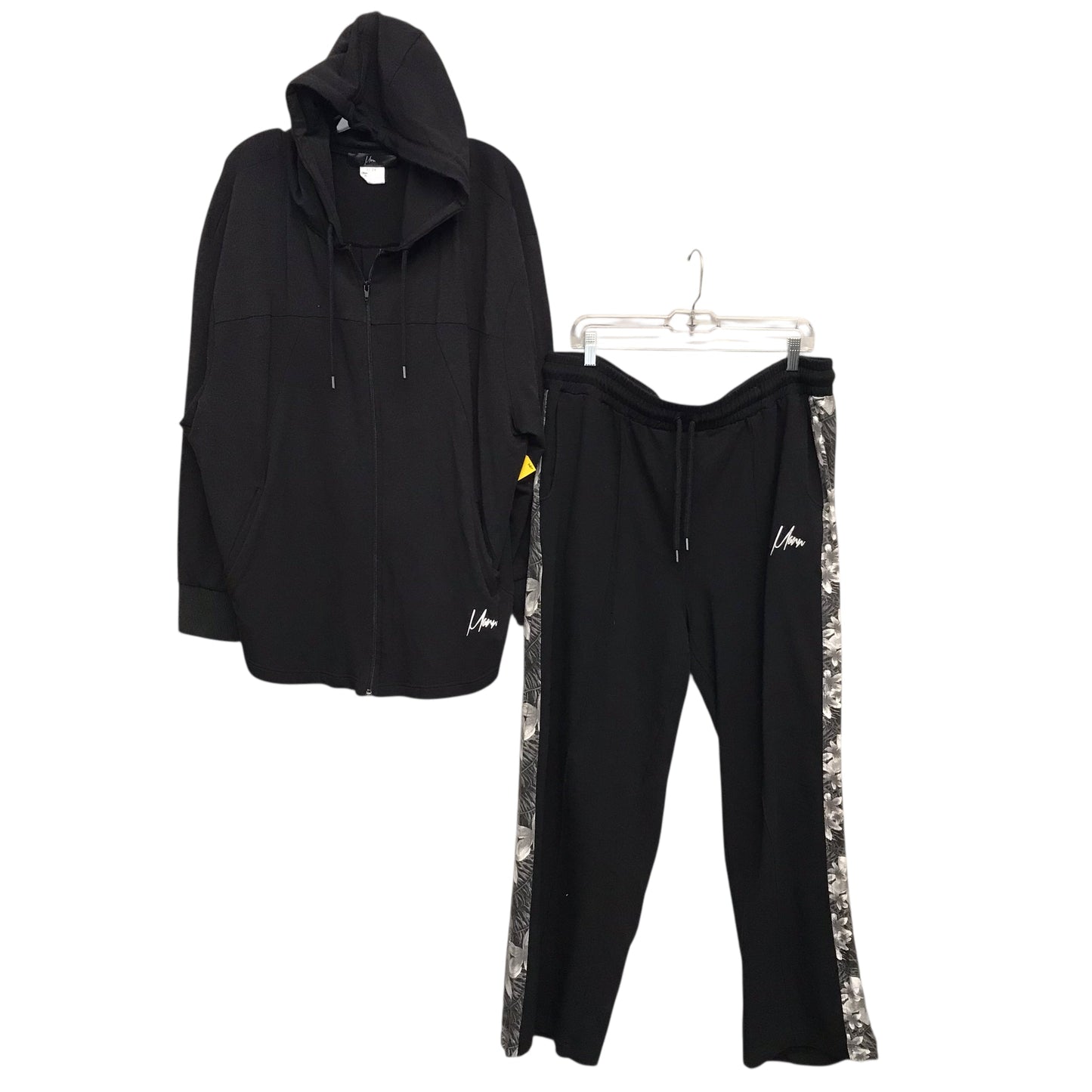 Lounge Set Pants By Mann In Black & Grey, Size:3X