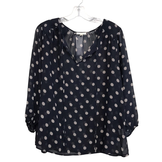 Blouse Ls By Pleione In Navy, Size:L