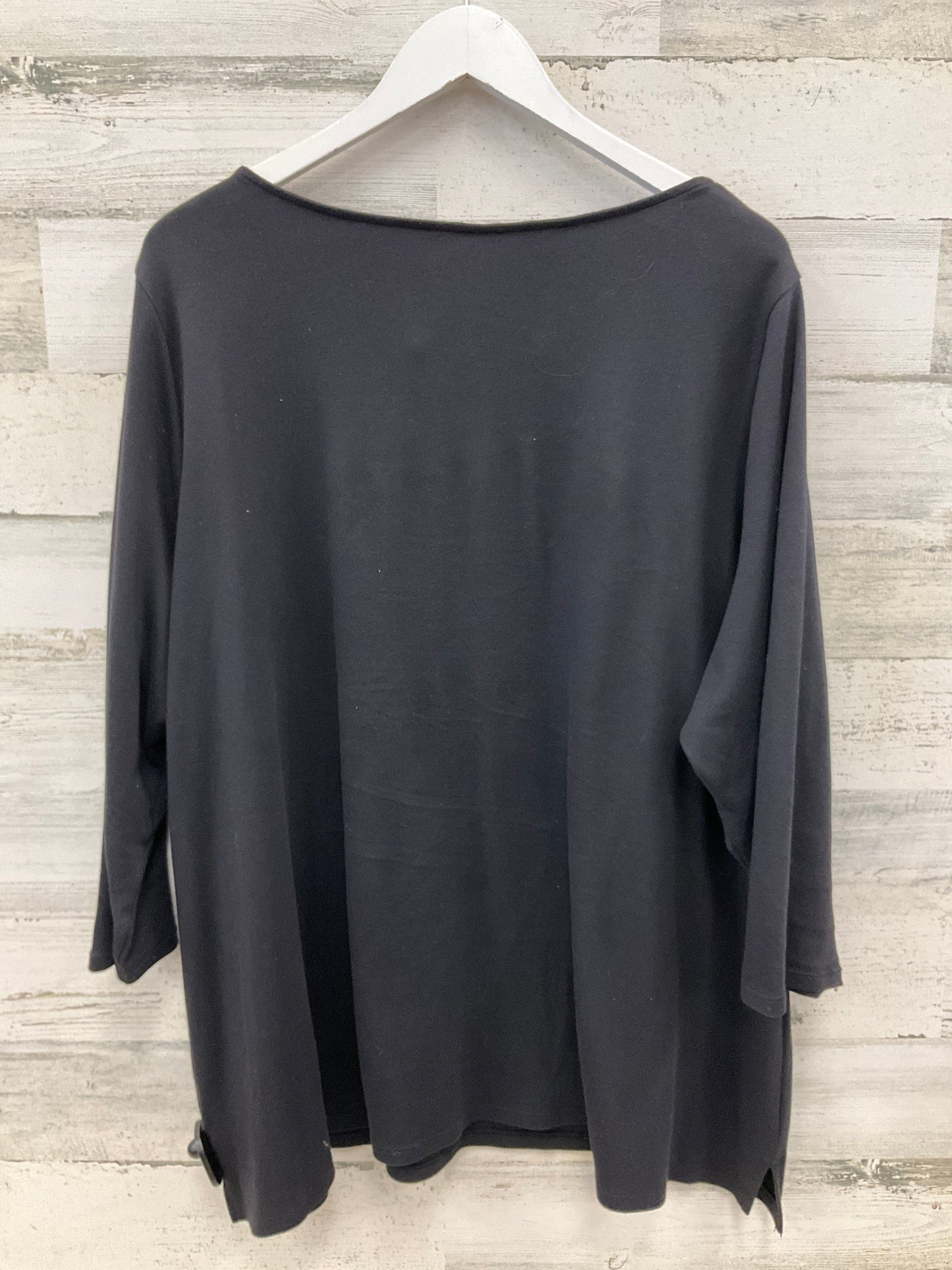Top 3/4 Sleeve By Croft And Barrow In Black, Size:2X