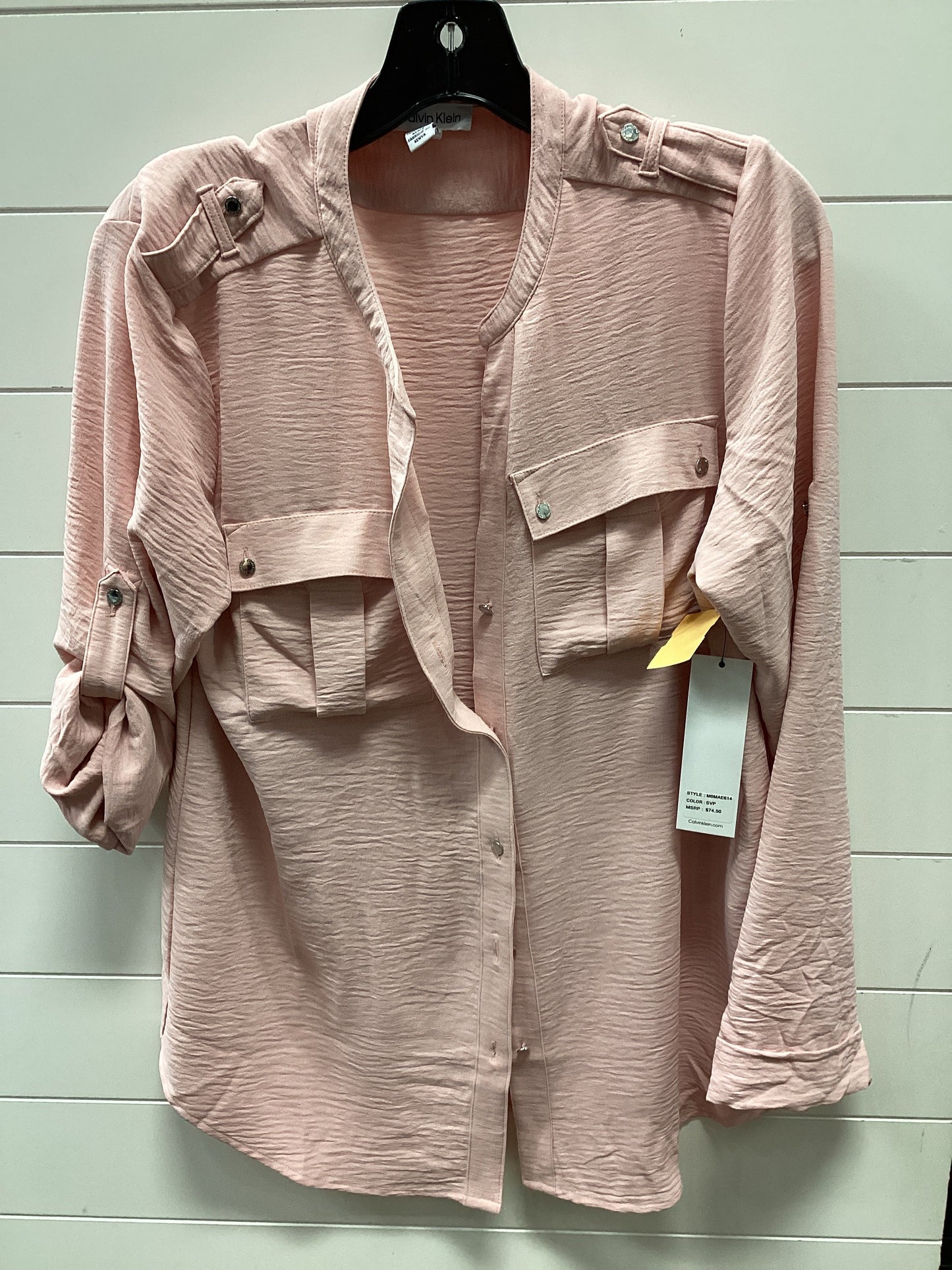 Blouse Ls By Calvin Klein In Pink, Size:L