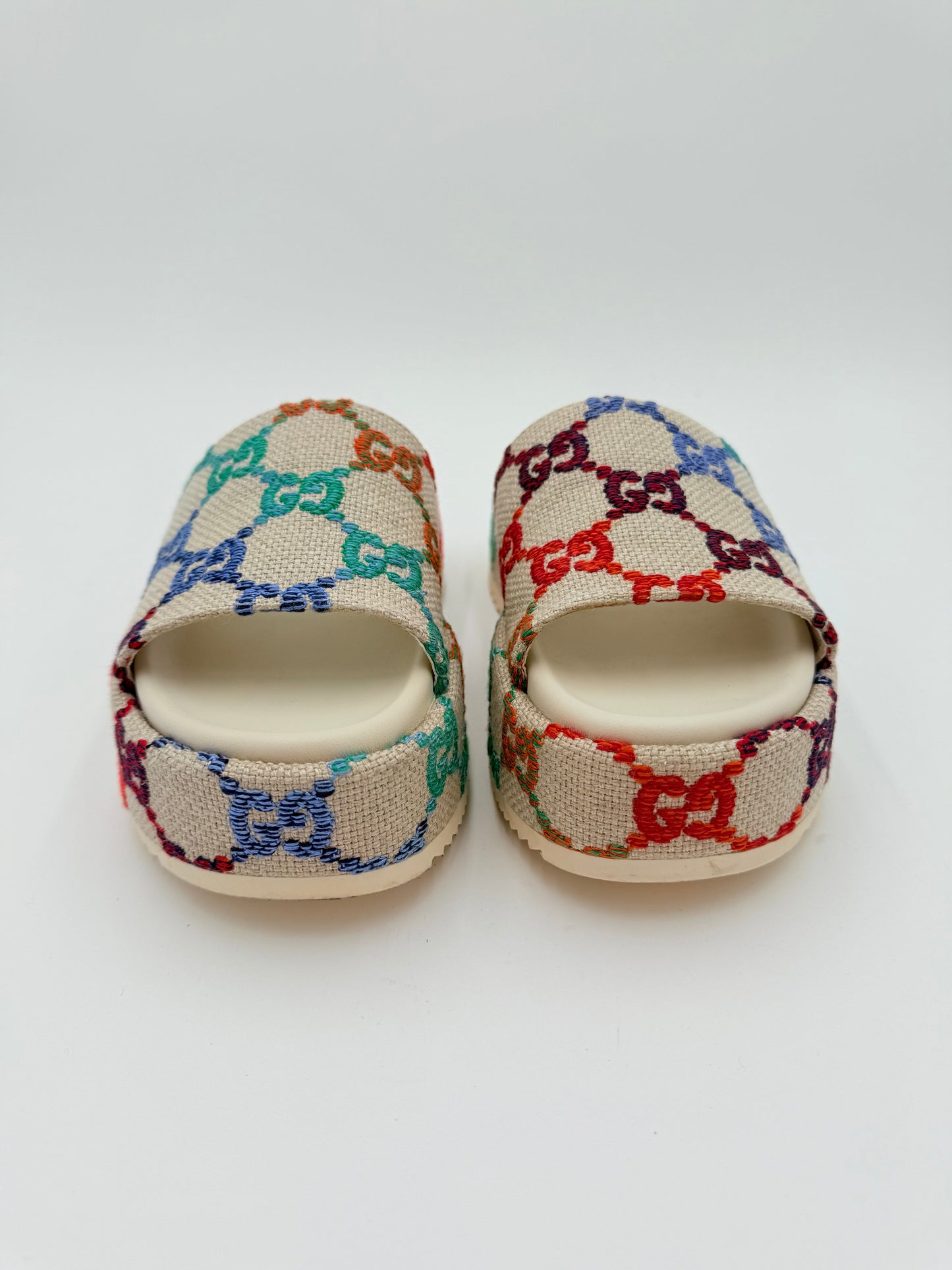 Sandals Luxury Designer By Gucci In Multi, Size:8.5