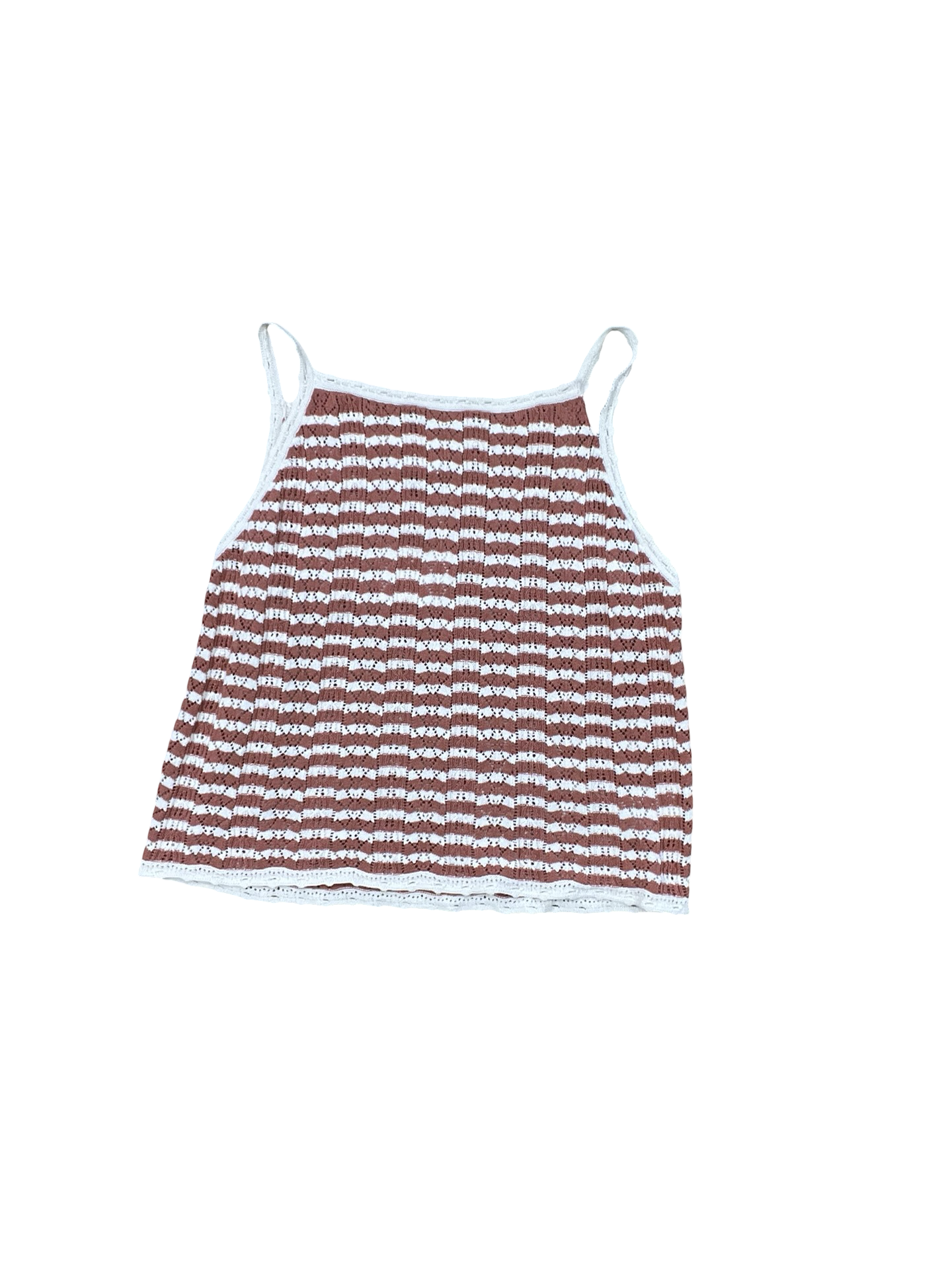 Top Sleeveless By American Eagle In Orange & White, Size:L