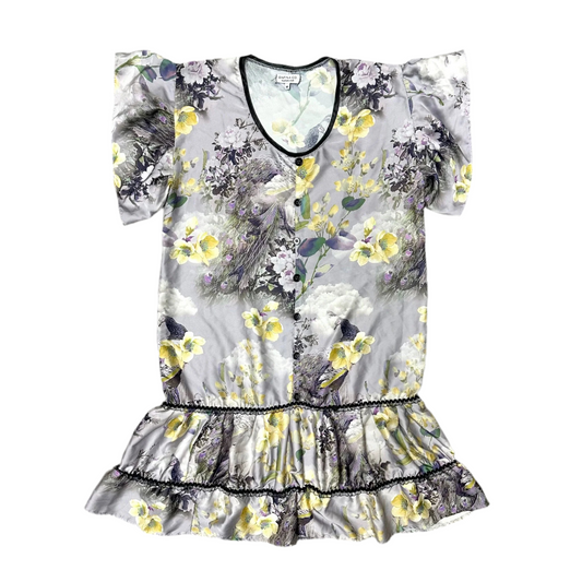 Dress Casual Short By Davina Co In Purple & Yellow, Size: M