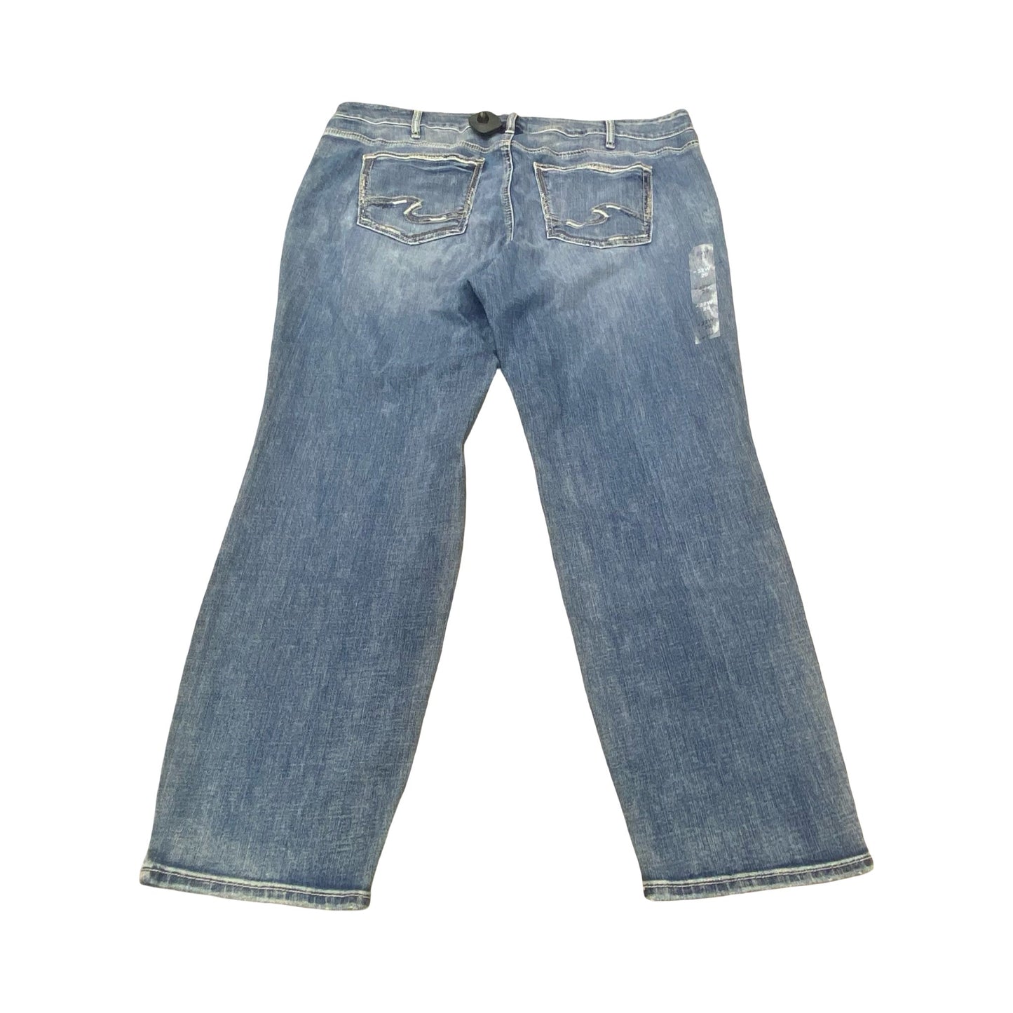 Jeans Straight By Silver In Blue Denim, Size:22