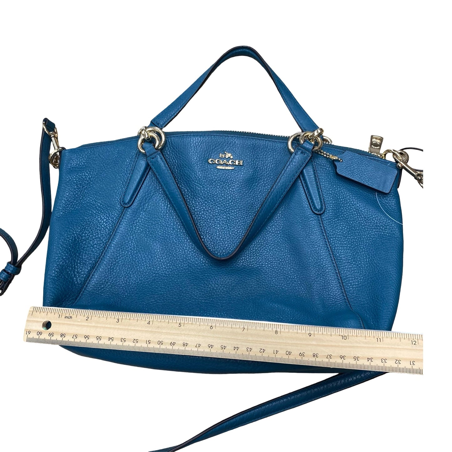 Handbag Designer By Coach In Teal, Size:Medium
