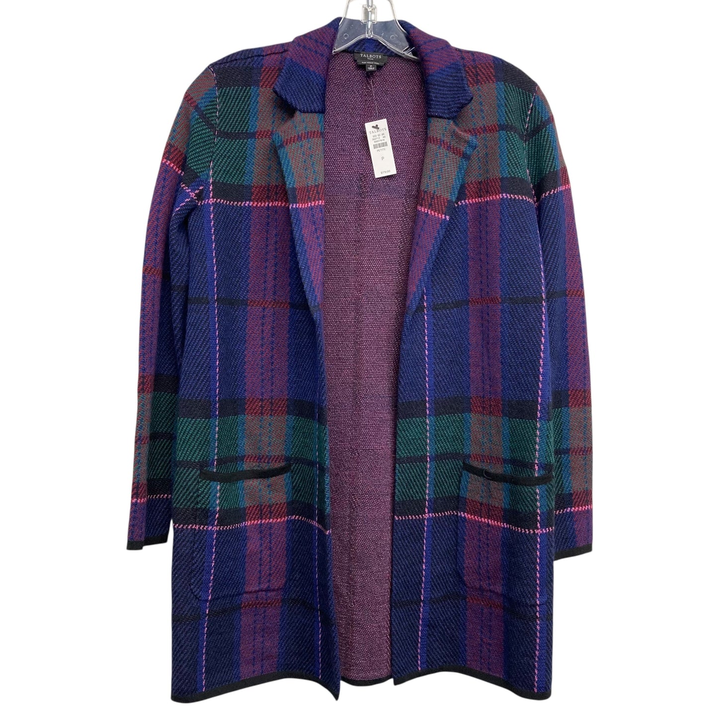 Sweater Cardigan By Talbots In Plaid Pattern, Size:Sp