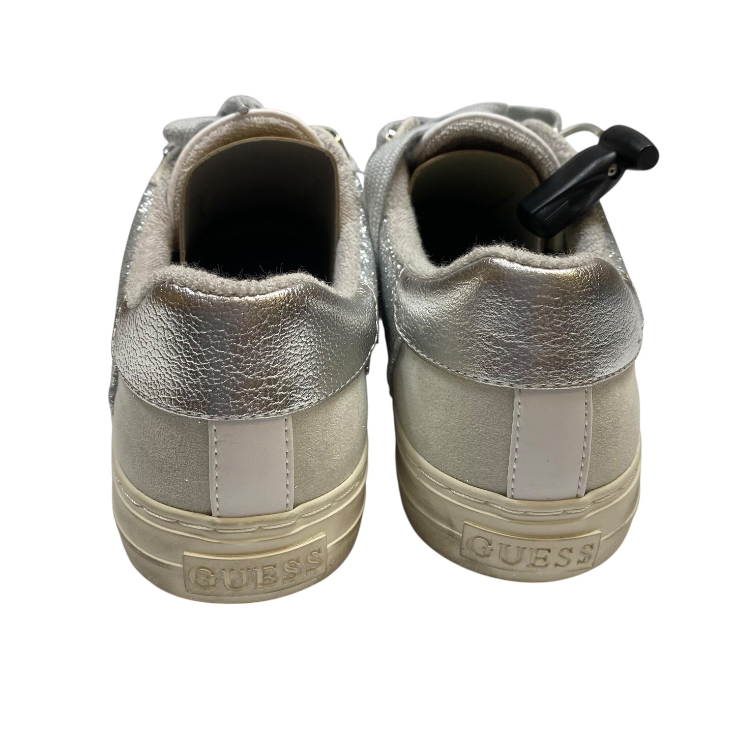 Shoes Sneakers By Guess In Silver & White, Size:9.5