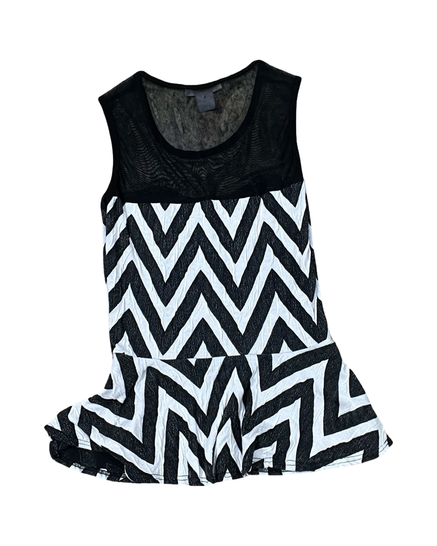 Top Sleeveless By Agaci In Black & White, Size:S