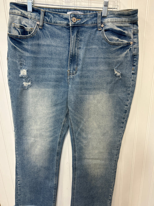 Jeans Straight By Zenana In Blue Denim, Size:14