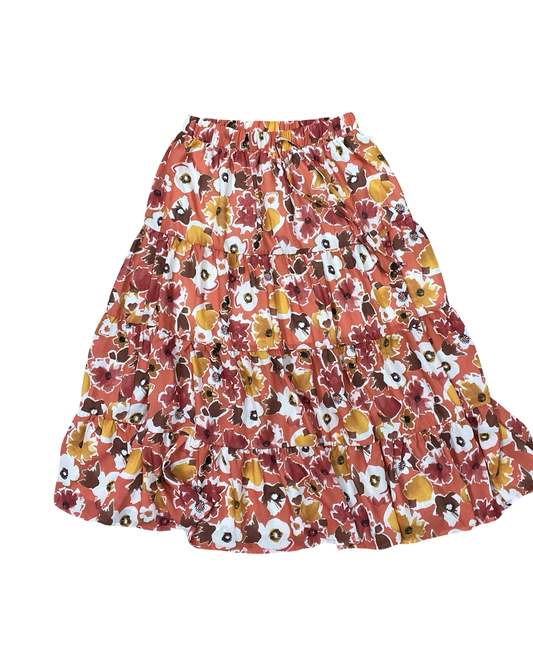 Skirt Midi By Pink Lily In Orange & White, Size:M