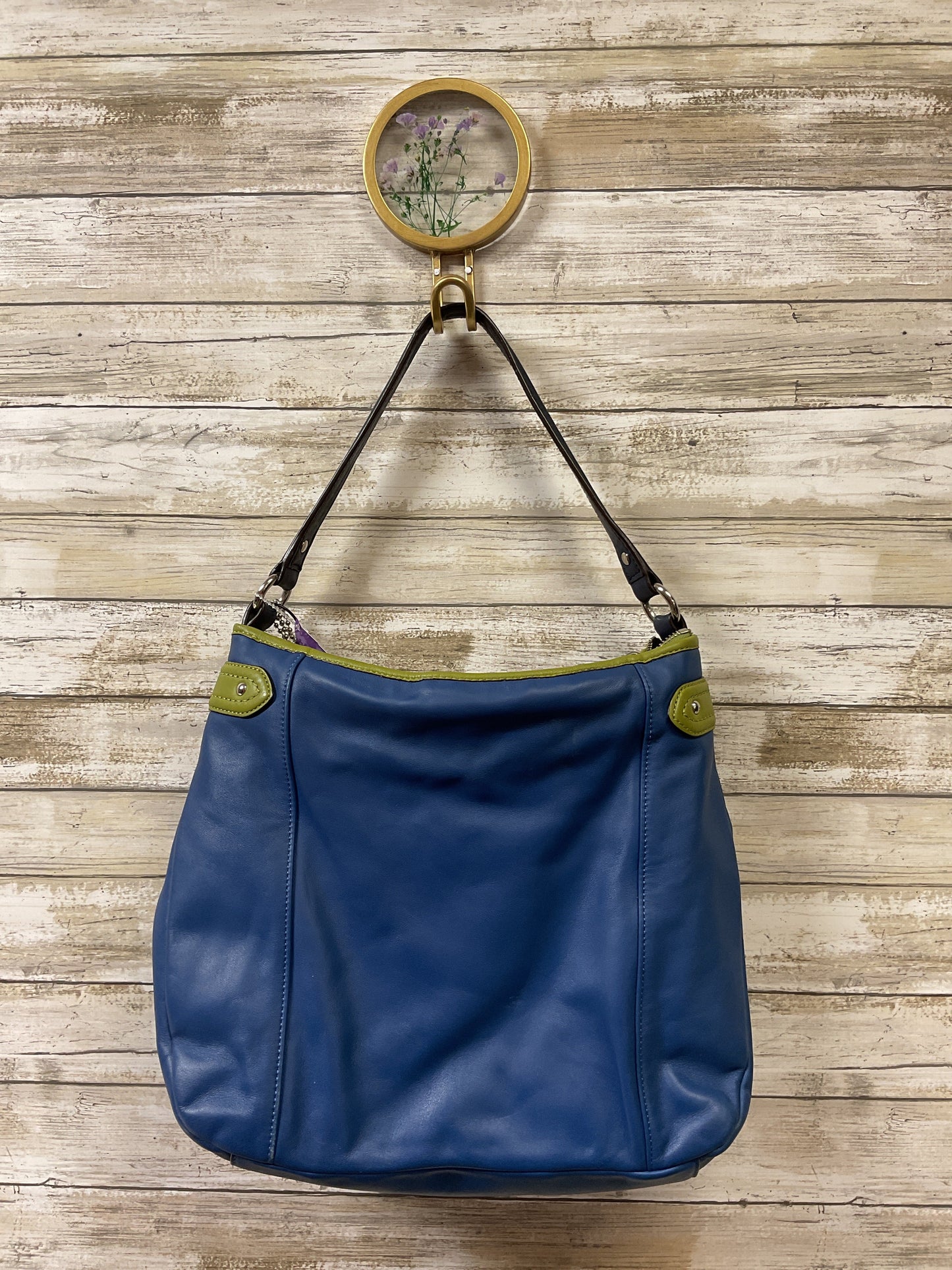 Handbag Designer By Coach In Blue & Green, Size:Medium