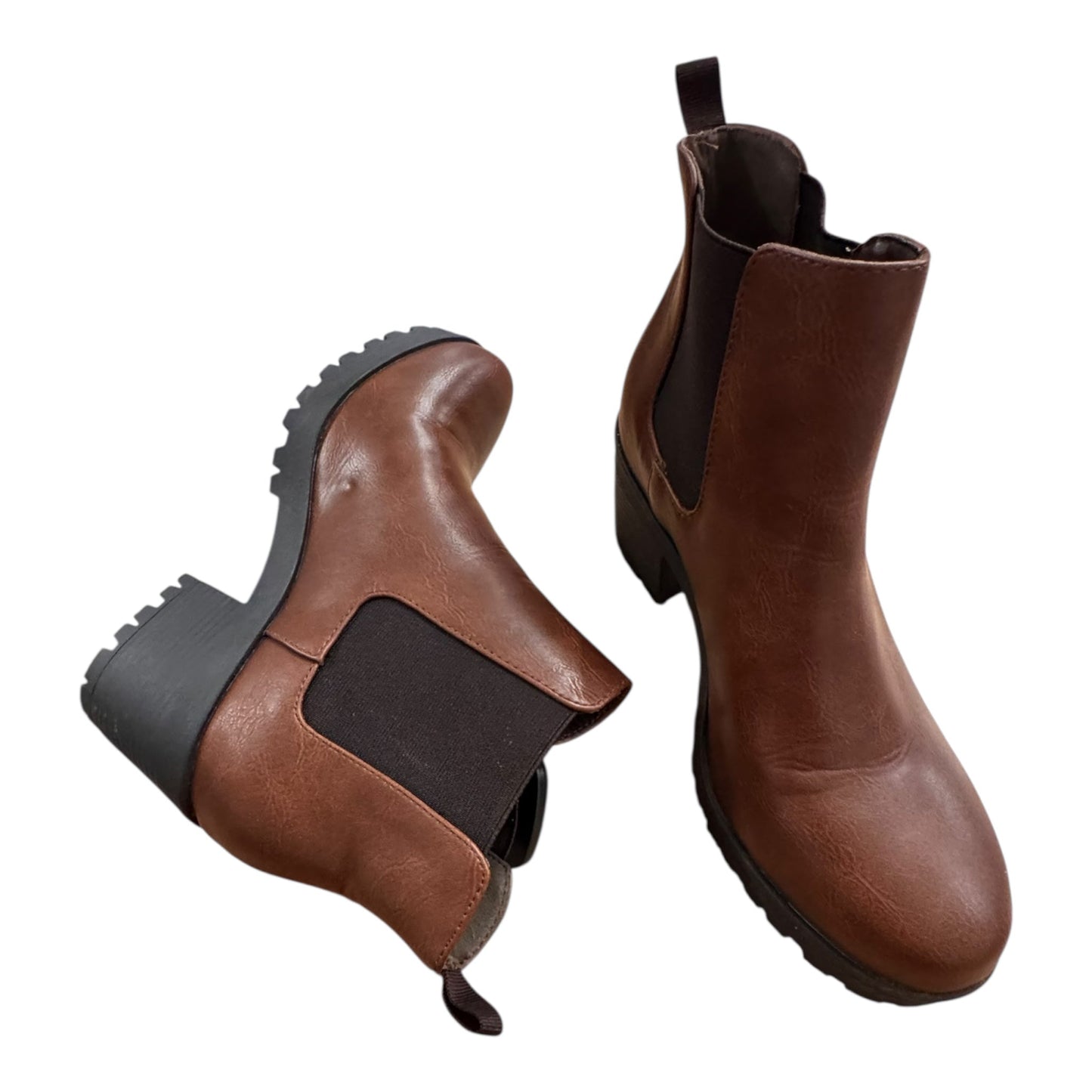 Boots Ankle Heels By Soda In Brown, Size:10
