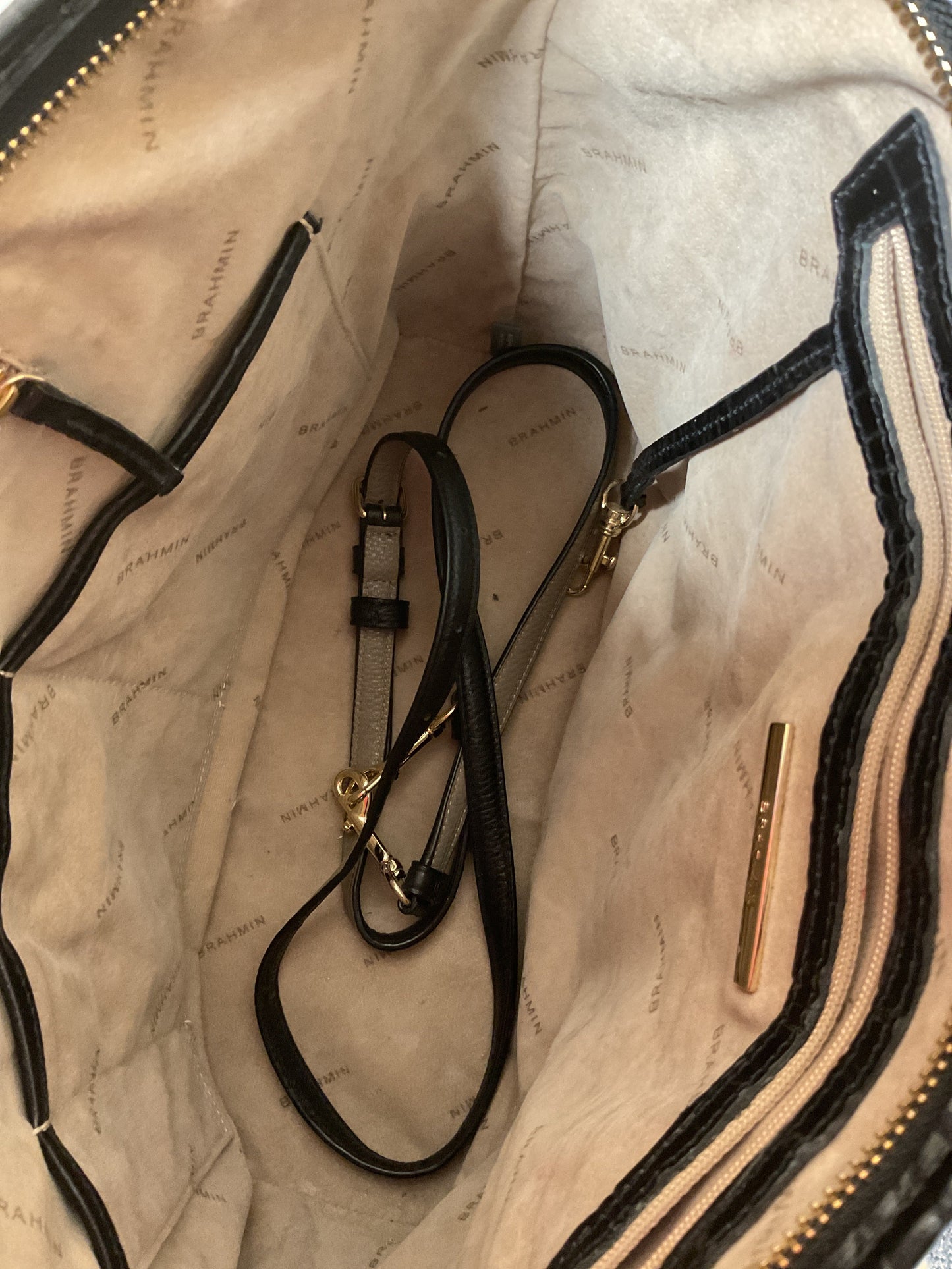 Handbag Designer By Brahmin In Black, Size:Medium