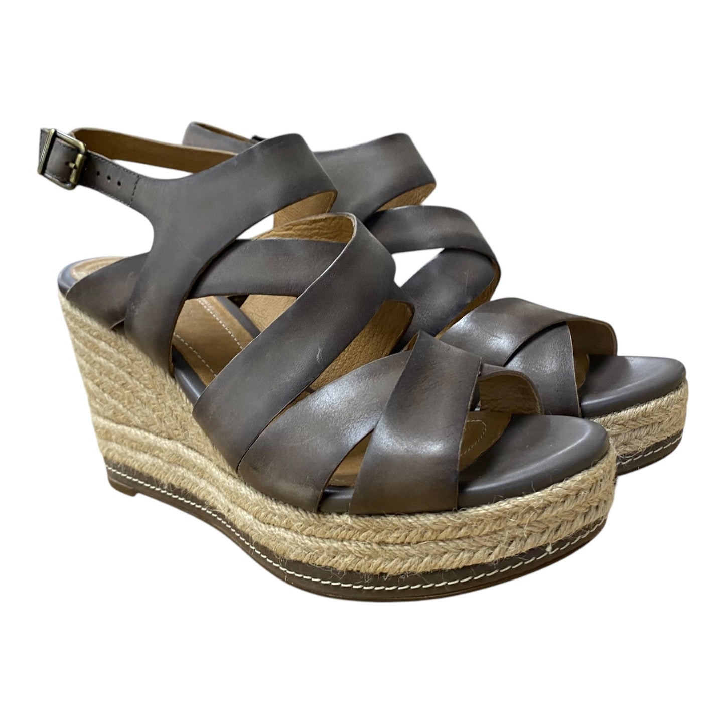 Shoes Heels Wedge By Clarks In Brown, Size:10