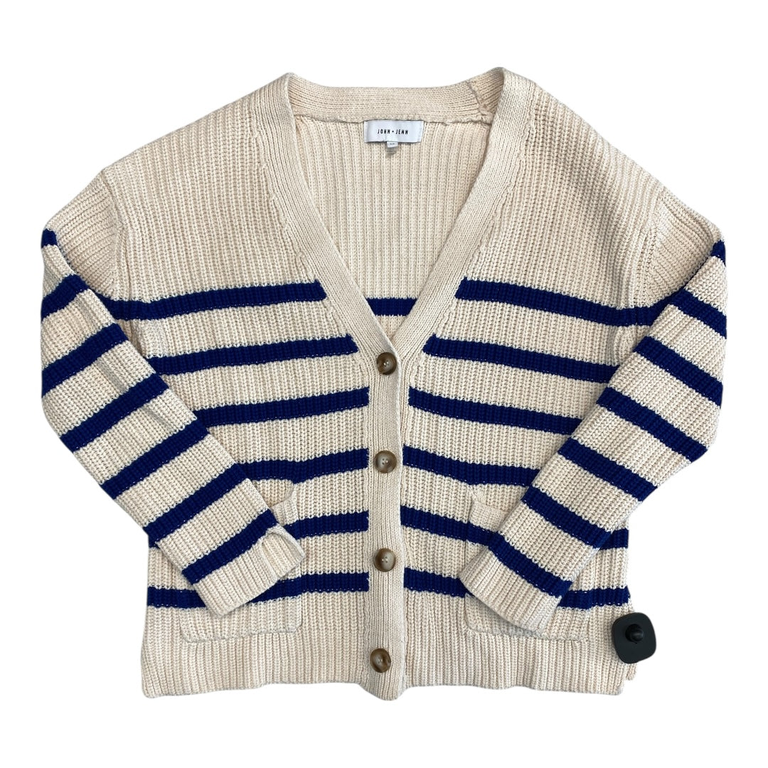 Sweater Cardigan By John + Jenn In Blue & Cream, Size:Sp