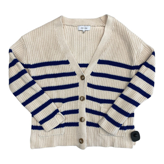 Sweater Cardigan By John + Jenn In Blue & Cream, Size:Sp