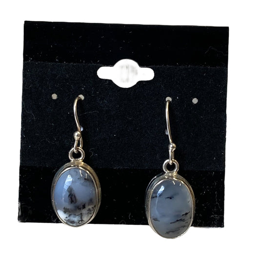 Earrings Sterling Silver In Grey & White