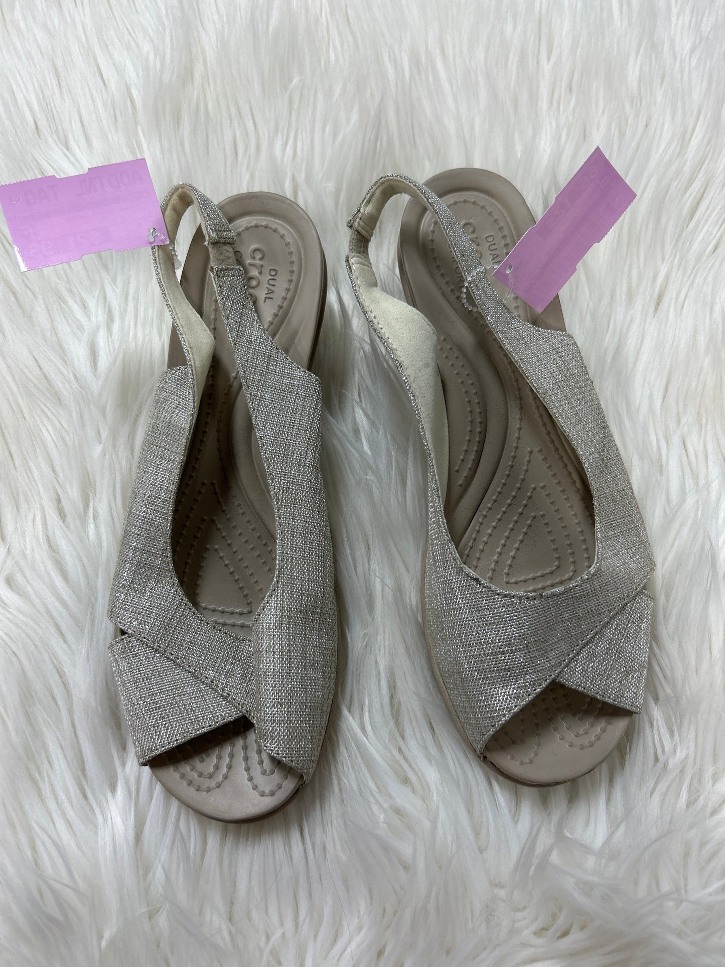 Sandals Heels Wedge By Crocs In Cream, Size:8