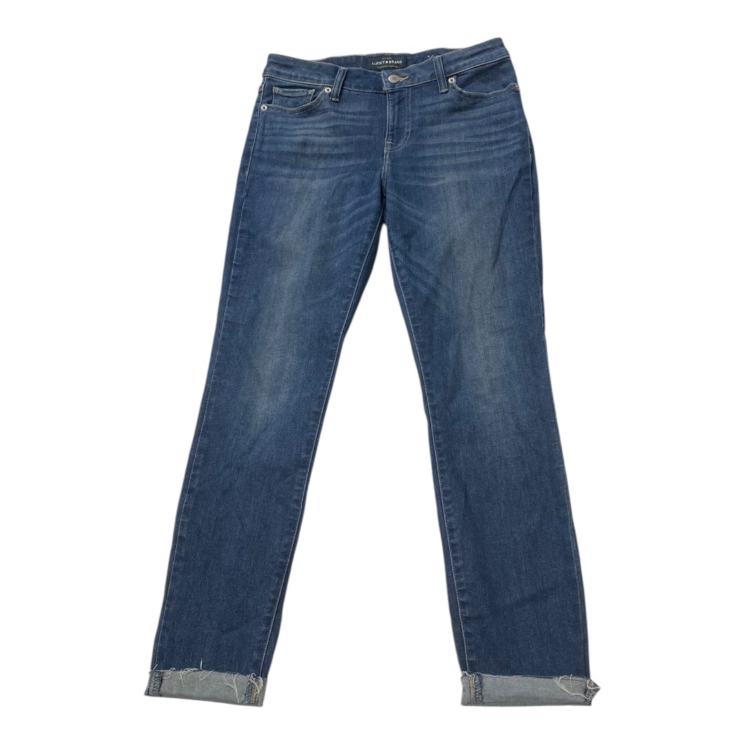Jeans Straight By Lucky Brand In Blue Denim, Size:6