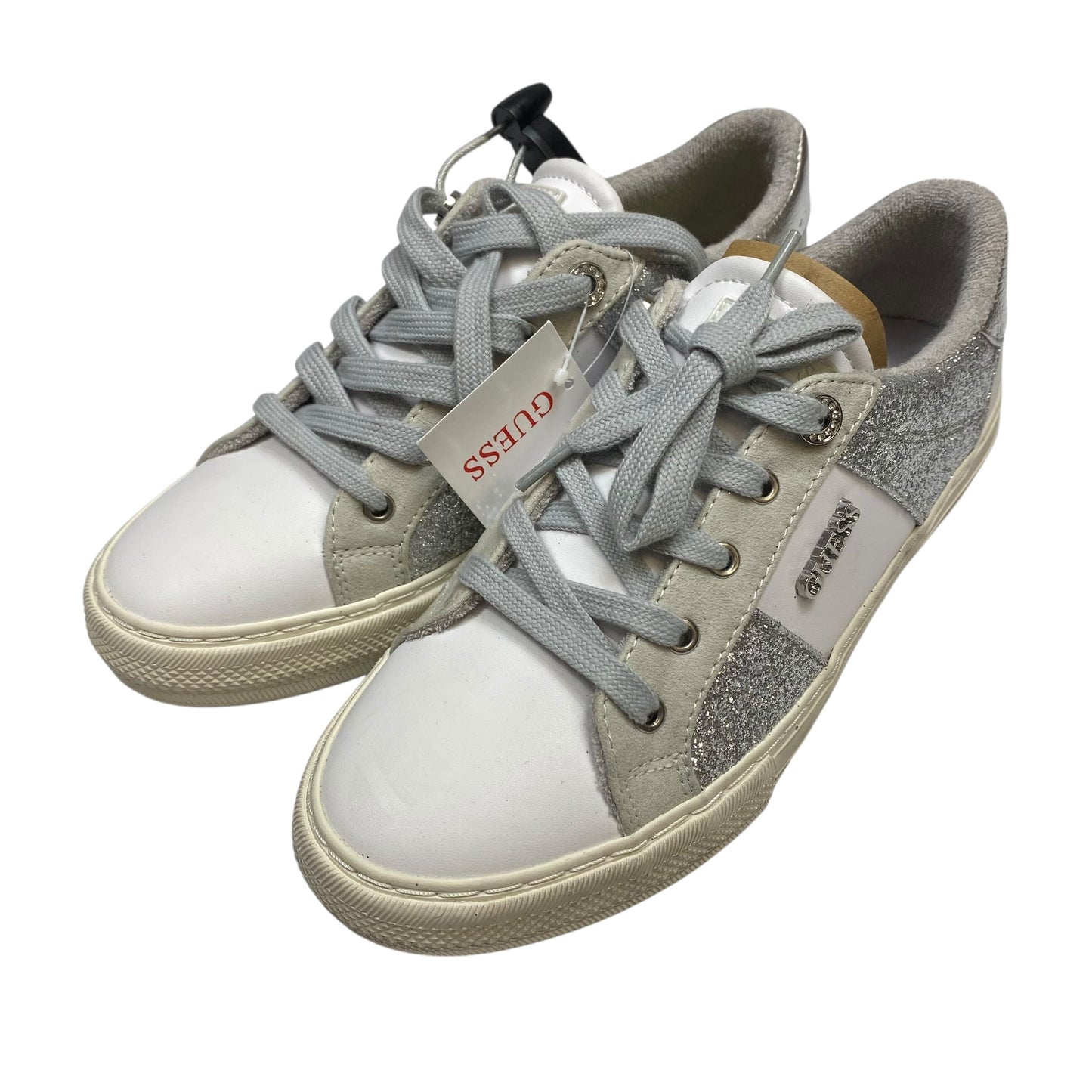 Shoes Sneakers By Guess In Silver & White, Size:9.5