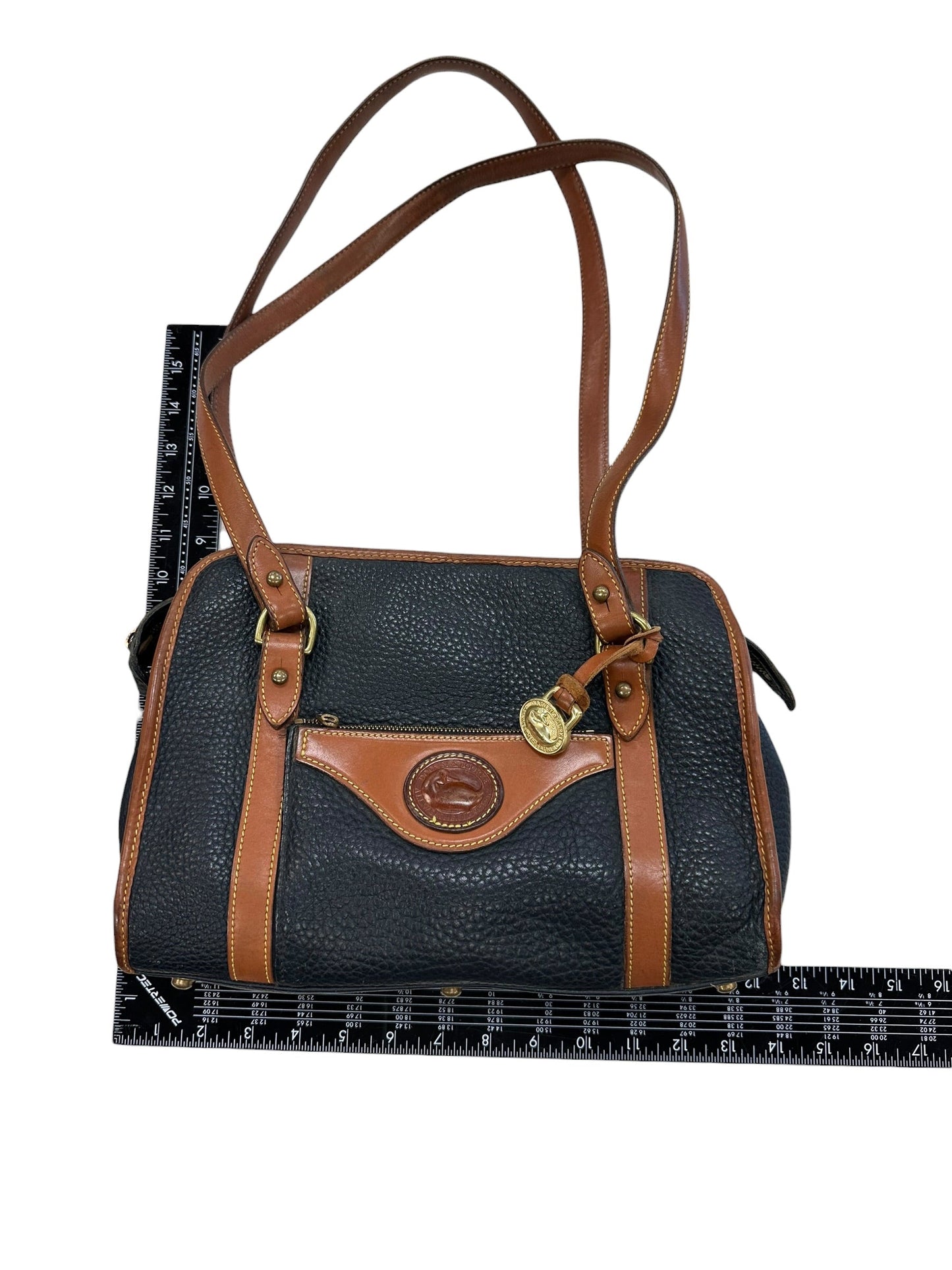 Handbag Designer By Dooney And Bourke In Blue & Tan, Size:Medium