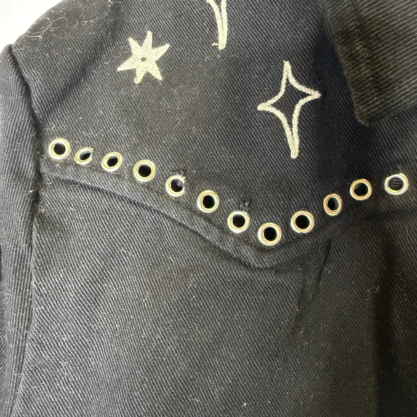 Jacket Denim By Johnny Was In Black Denim, Size: M