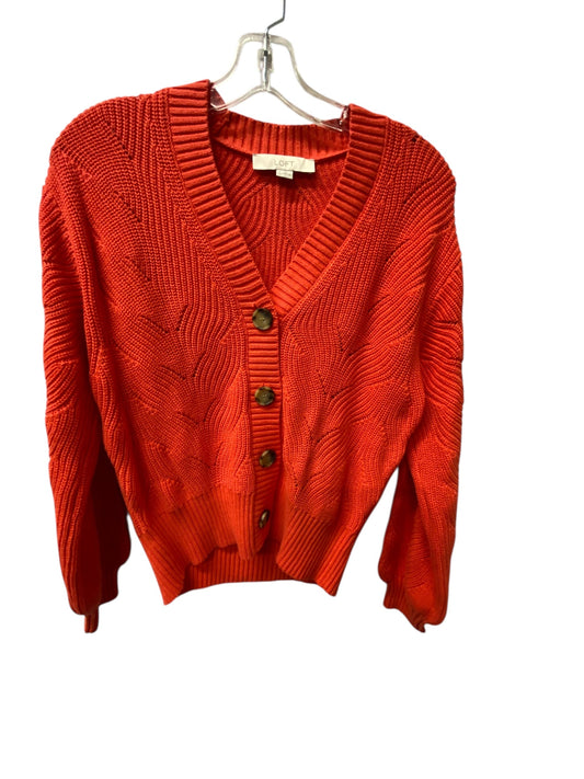 Sweater Cardigan By Loft In Orange, Size:S
