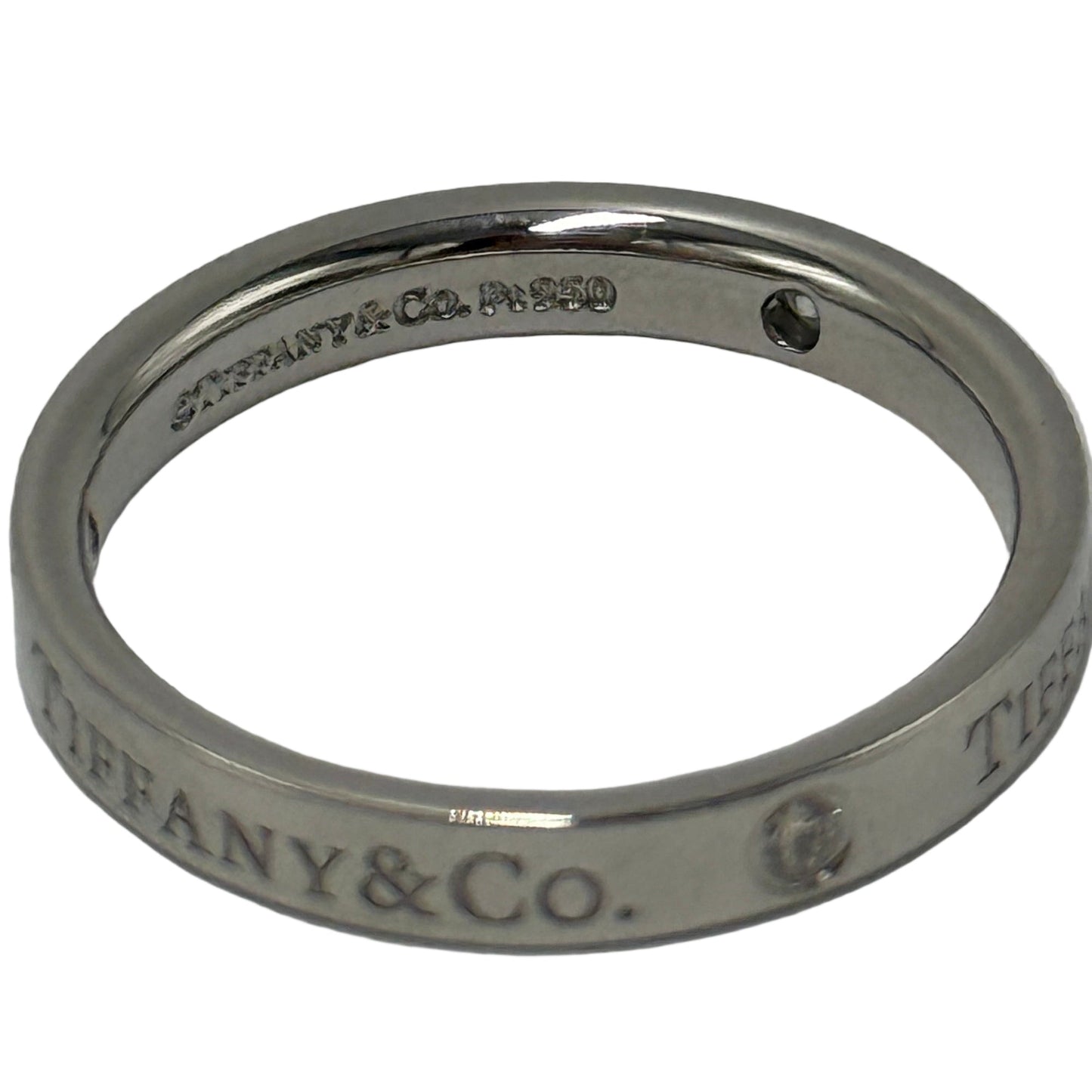 Tiffany & Company Platinum 3mm Band w/ Diamonds Luxury Designer Ring, Size 7