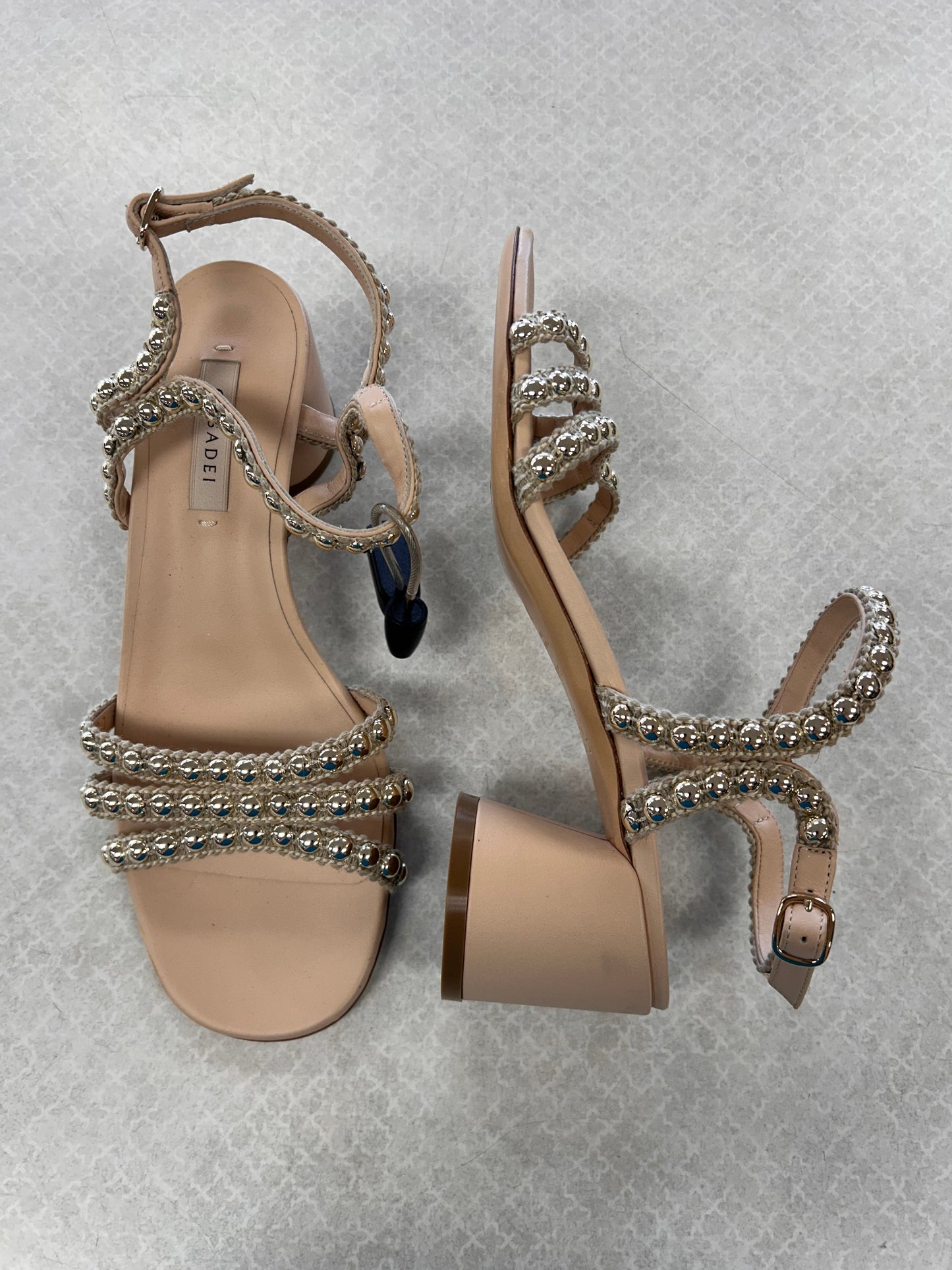 Sandals Heels Block By Casadei In Cream, Size:7