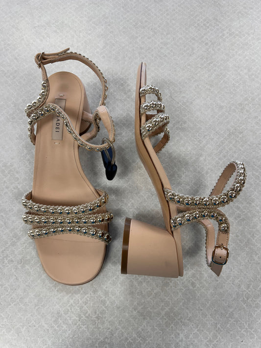 Sandals Heels Block By Casadei In Cream, Size:7