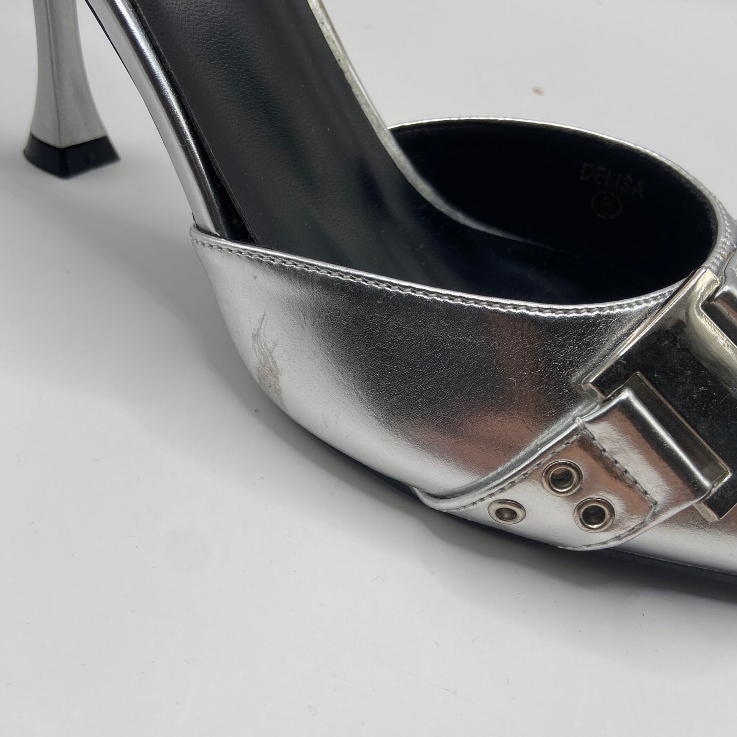 Shoes Heels Stiletto By Fashion Nova In Silver, Size: 9