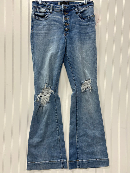 Jeans Flared By Kut In Blue Denim, Size:10