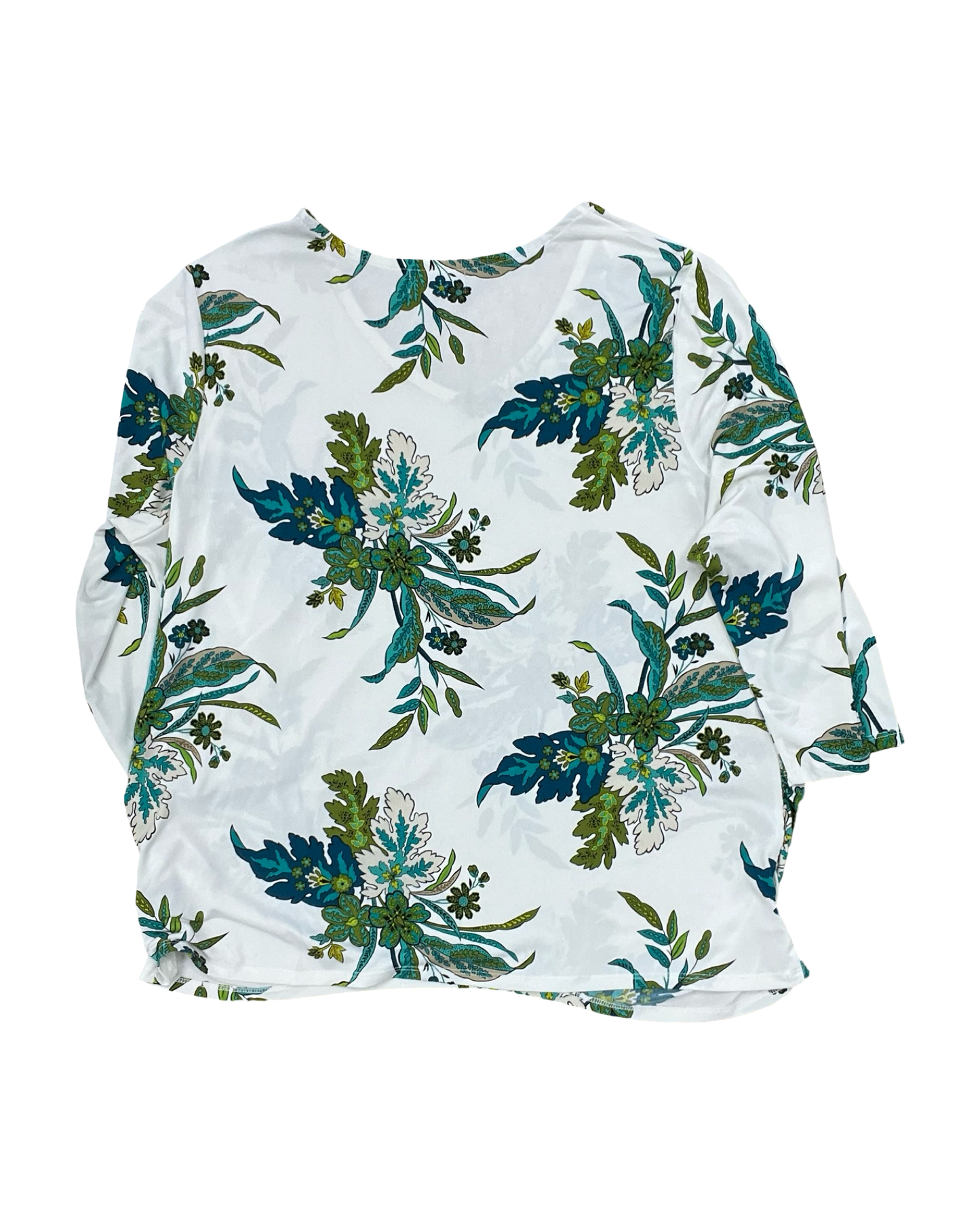 Top 3/4 Sleeve By Liz Claiborne In Blue & White, Size:1X