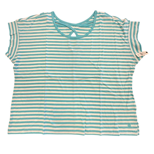 Top Ss Basic By Talbots In Blue & White, Size:2X