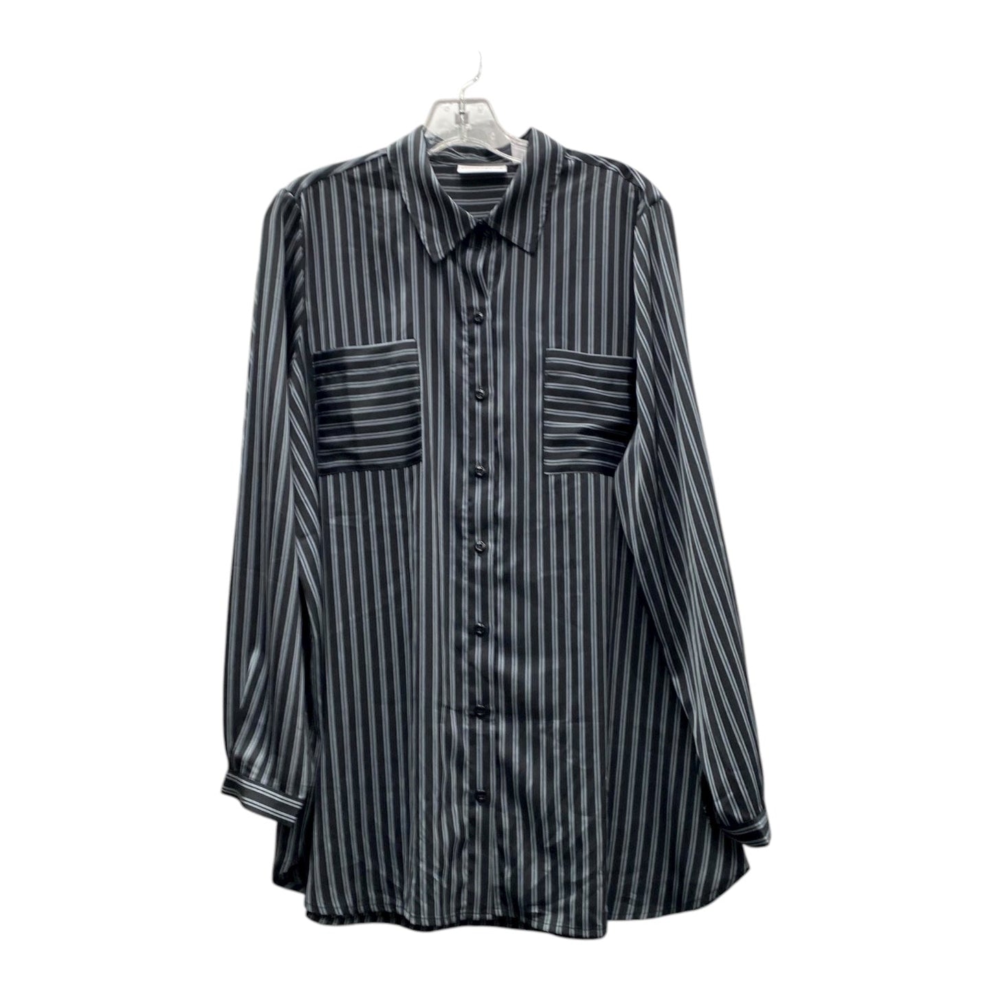 Blouse Ls By Susan Graver In Black & Grey, Size:L