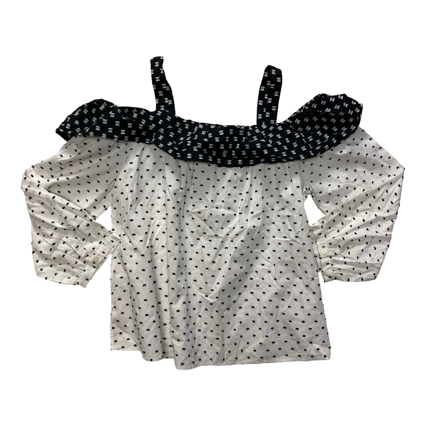 Top 3/4 Sleeve By Loft In Black & White, Size:Mp