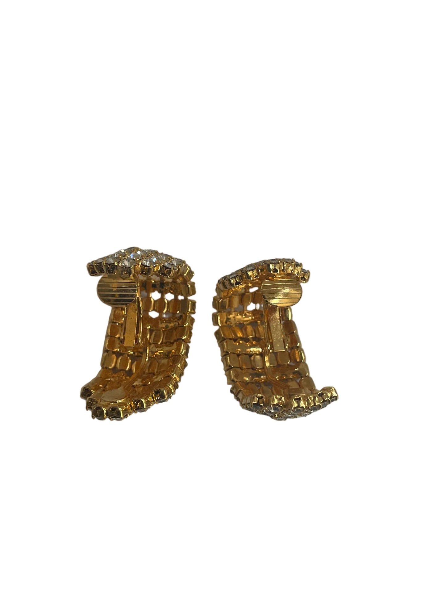 Earrings Clip By Clothes Mentor In Gold & White