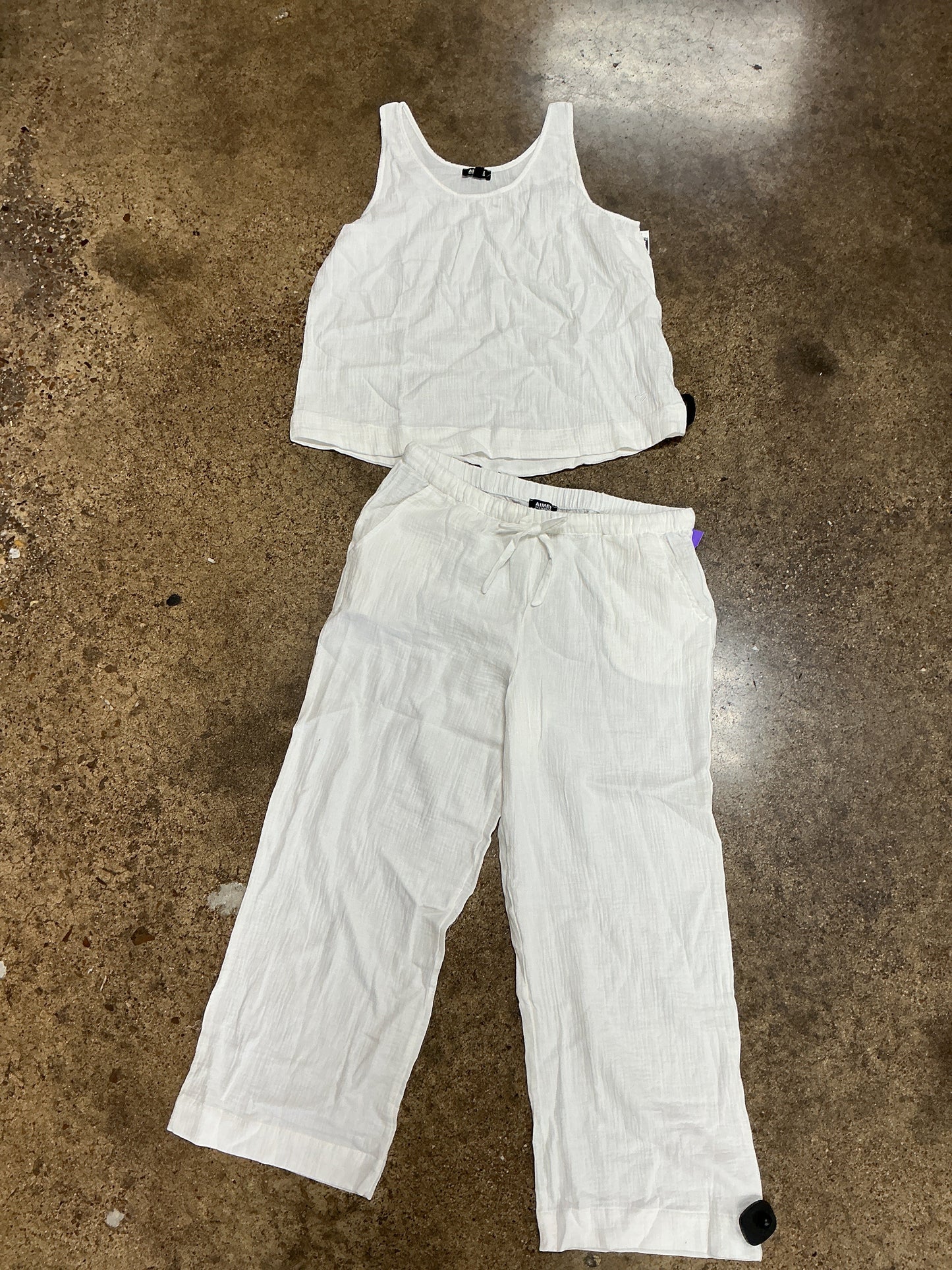 Pants Set 2Pc By Aimee Kestenberg In White, Size:L