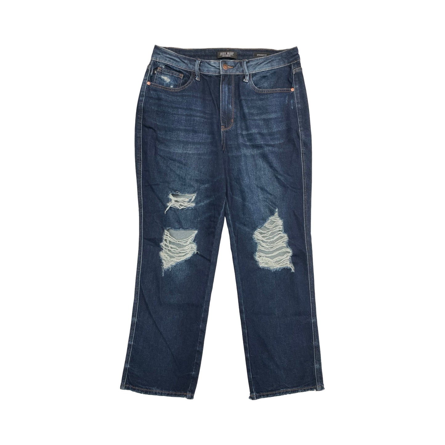 Jeans Straight By Judy Blue In Blue Denim, Size:14