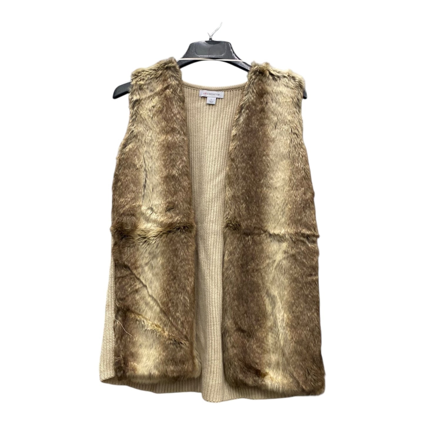 Vest Sweater By Liz Claiborne In Tan, Size:L